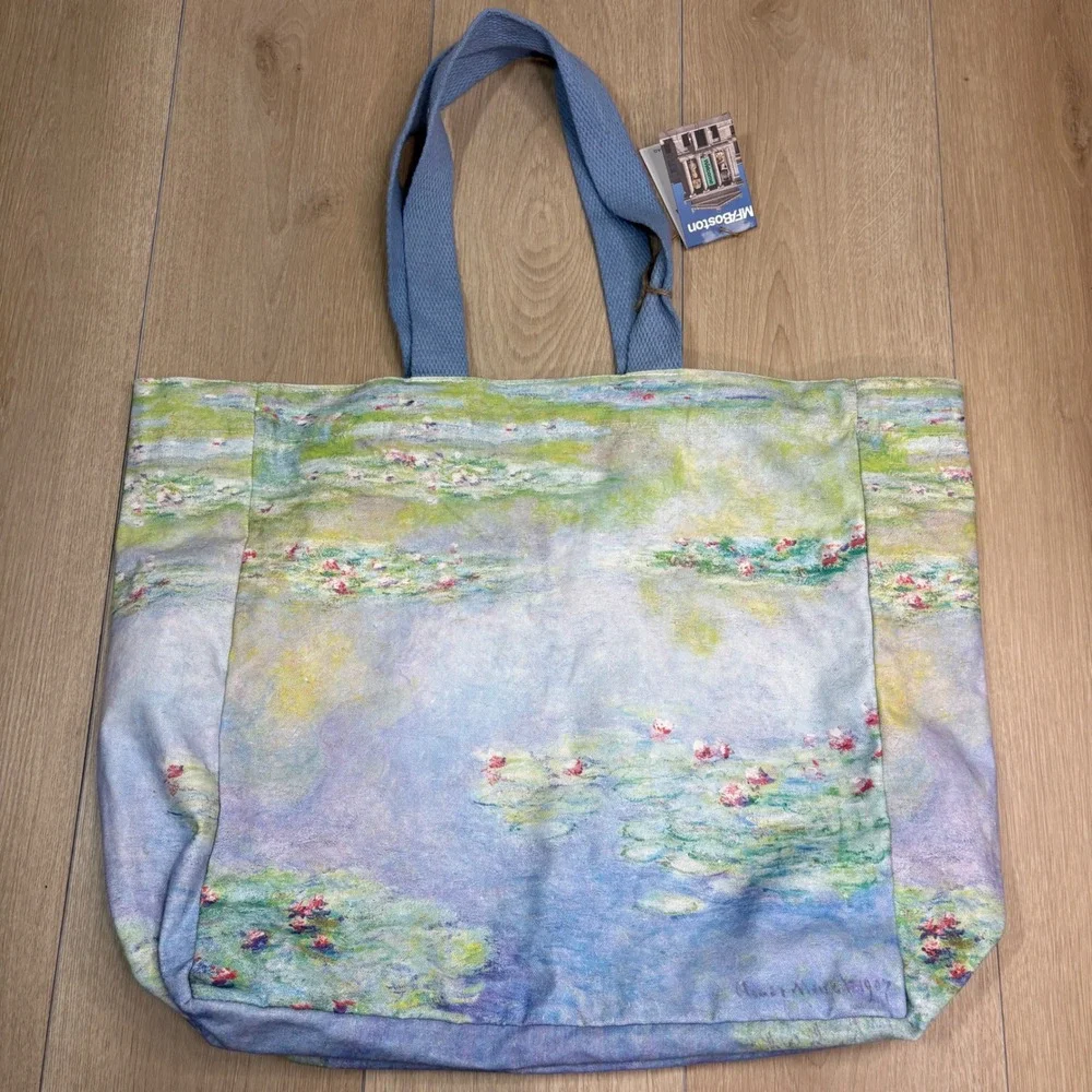 MFA Boston Claude Monet Water Lilies Canvas Tote Bag Art Museum NWT 22x16 Cotton